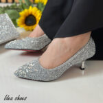 کفش مجلسی نگینی کار شده با سنگ مرواریدی کد 703