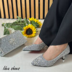 کفش مجلسی نگینی کار شده با سنگ مرواریدی کد 703