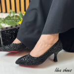 کفش مجلسی نگینی کار شده با سنگ مرواریدی کد 703