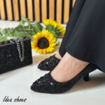 کفش مجلسی نگینی کار شده با سنگ مرواریدی کد 703