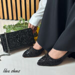 کفش مجلسی نگینی کار شده با سنگ مرواریدی کد 703