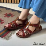 صندل چرم دخترانه مدل پروانه کد 110